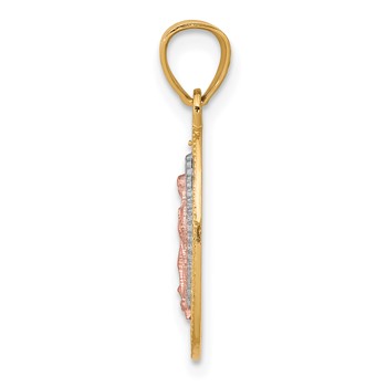 10K Two-Tone White Rhodium Lady Of Guadalupe Oval Pendant — alternate view