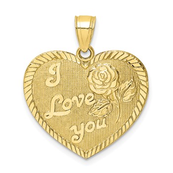 10K Diamond-Cut I LOVE YOU Heart Charm