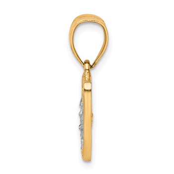 10K w/Rhodium CZ Micropave 100 Dollar Bill Pendant — alternate view