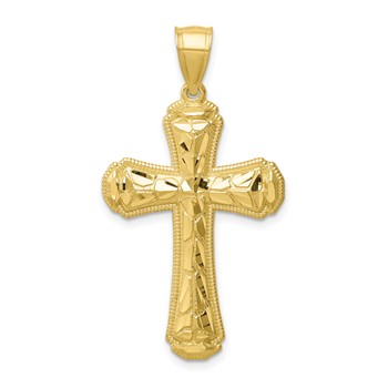 10K Diamond-cut Cross Pendant