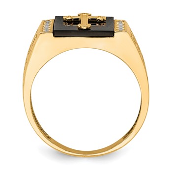 10K CZ and Onyx Cross Men'S Ring — alternate view