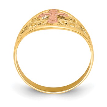 10K Two-Tone Cross Ring — alternate view