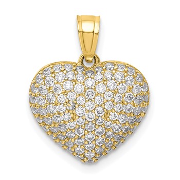 10K CZ Micro Pave Heart Pendant