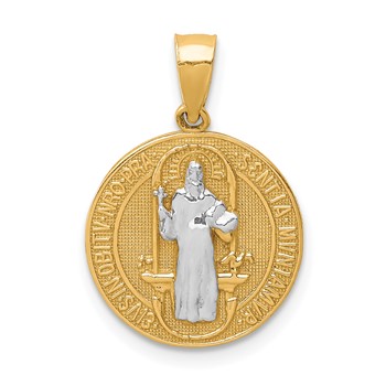 10K with Rhodium San Benito Medal Pendant