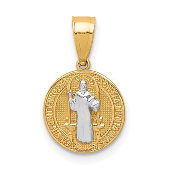 10K with Rhodium San Benito Medal Pendant