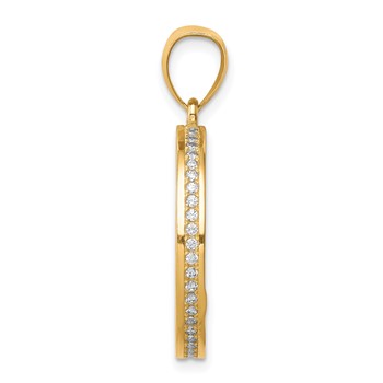 10K W/Rhodium CZ Channel Edge Pave Jesus Face Pendant — alternate view