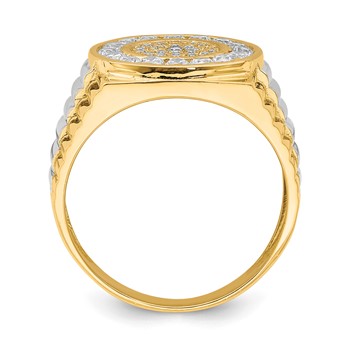 10K w/Rhodium CZ Mens Ring — alternate view