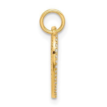 10K Polished Clear & Red CZ Heart Charm — alternate view