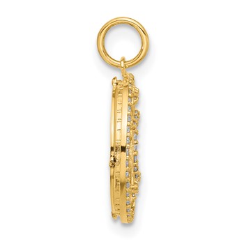 10K Polished CZ and Mother of Pearl Sun Moon and Stars Disc Charm — alternate view