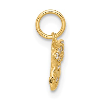 10K Polished Clear CZ Bee Charm — alternate view