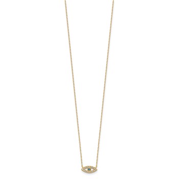 10K Polished CZ Evil Eye Necklace — alternate view