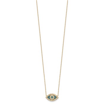 10K Polished CZ Evil Eye w/2 in ext Necklace — alternate view