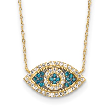10K Polished CZ Evil Eye w/2 in ext Necklace
