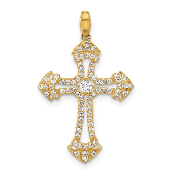 10k Rose Gold 10 mm Polished Cross Pendant