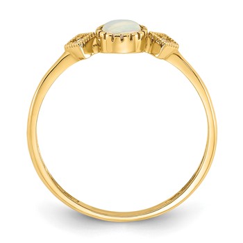 10K Polished CZ and Created Opal Ring — alternate view