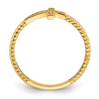 10K Polished CZ Cross Ring — alternate view