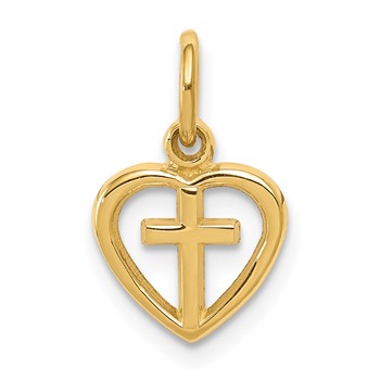 10k Cross in Heart Charm