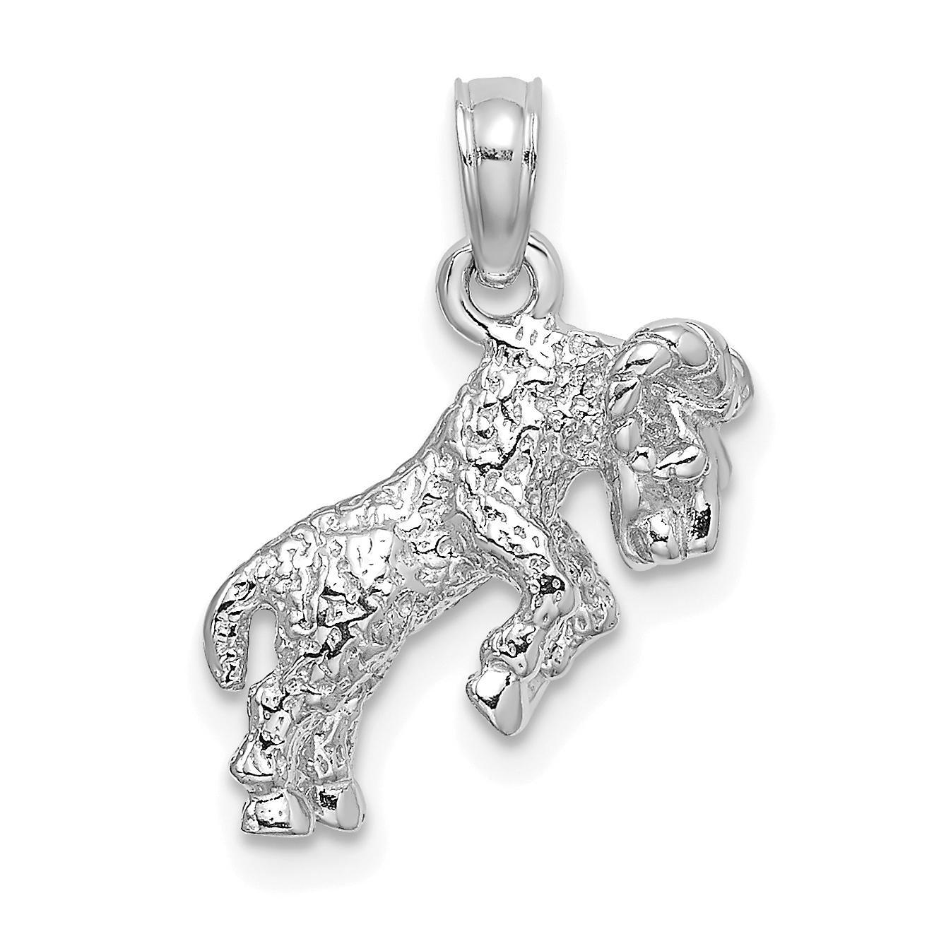 10K White Gold 3-D Aries Zodiac Pendant