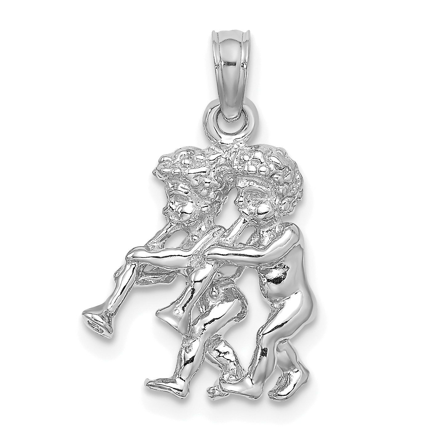 10K White Gold 3-D Gemini Zodiac Pendant