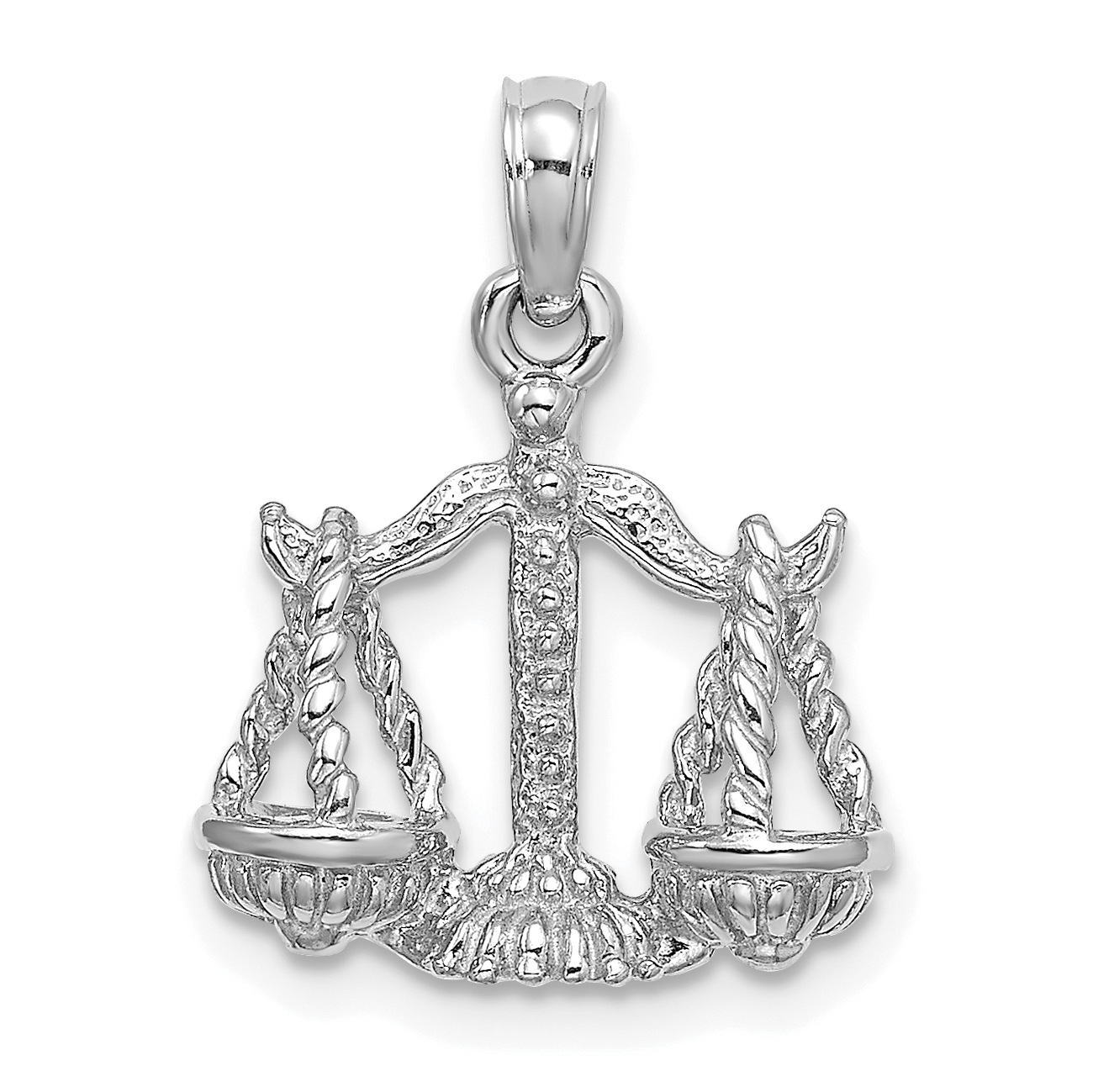 10K White Gold 3-D Libra Zodiac Pendant