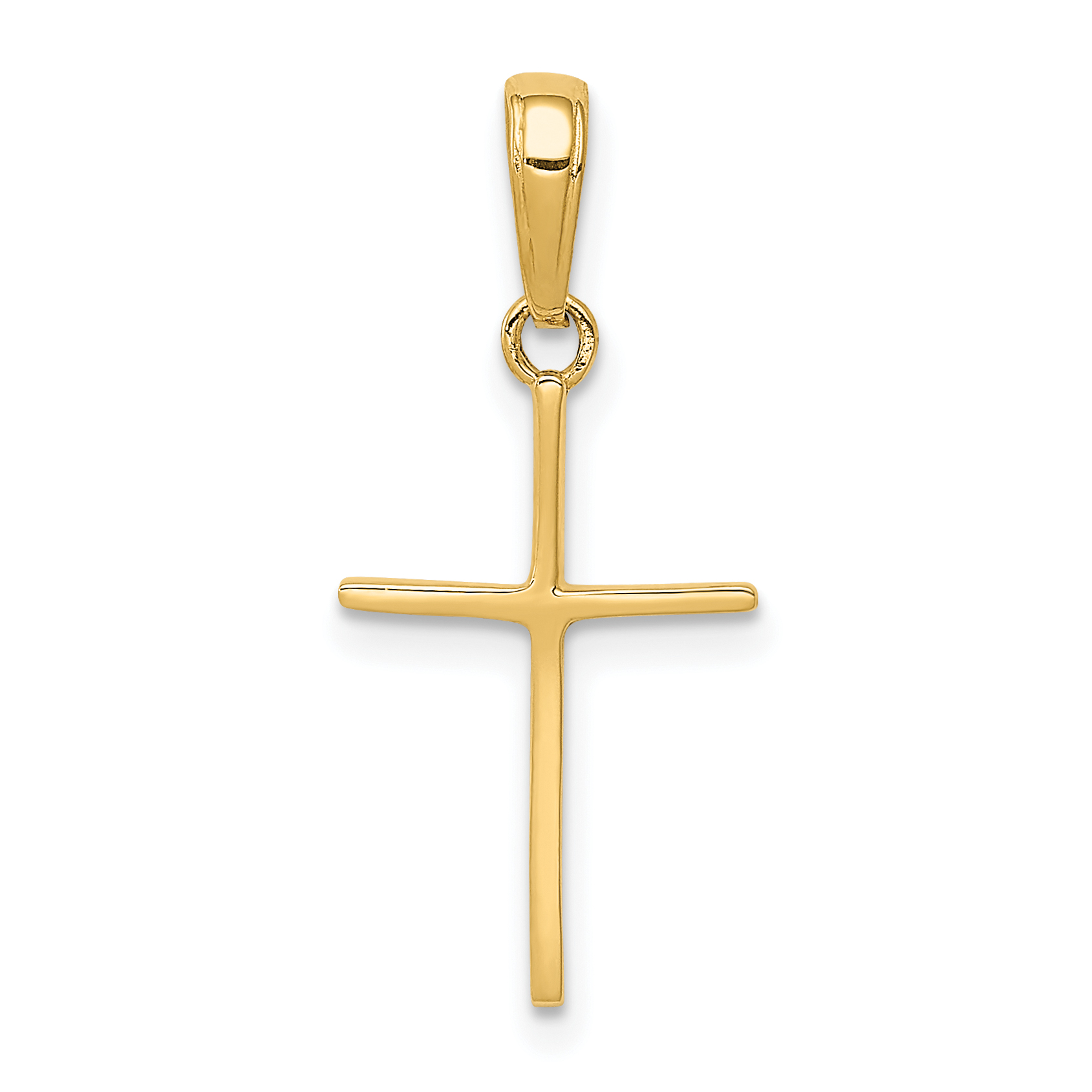 Cross Charm Pendant 10k Yellow Gold 19x10mm Religious Solid View 3