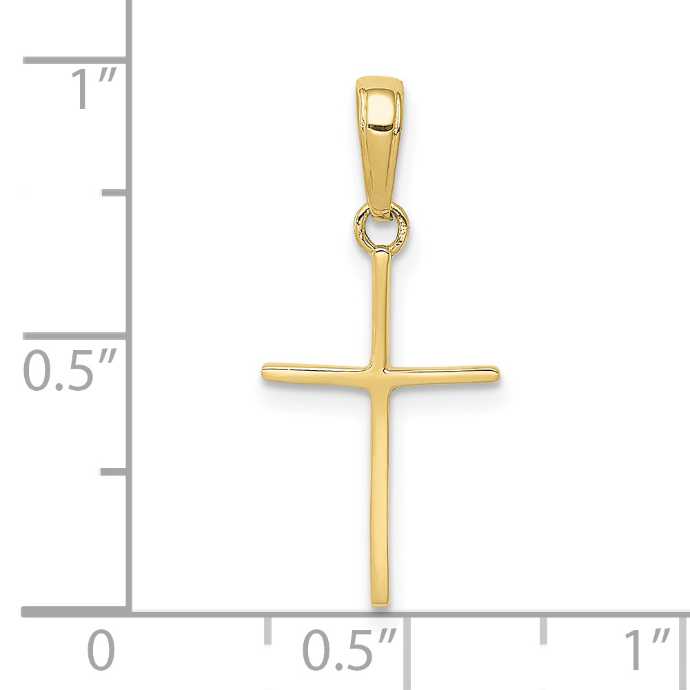 Cross Charm Pendant 10k Yellow Gold 19x10mm Religious Solid View 4