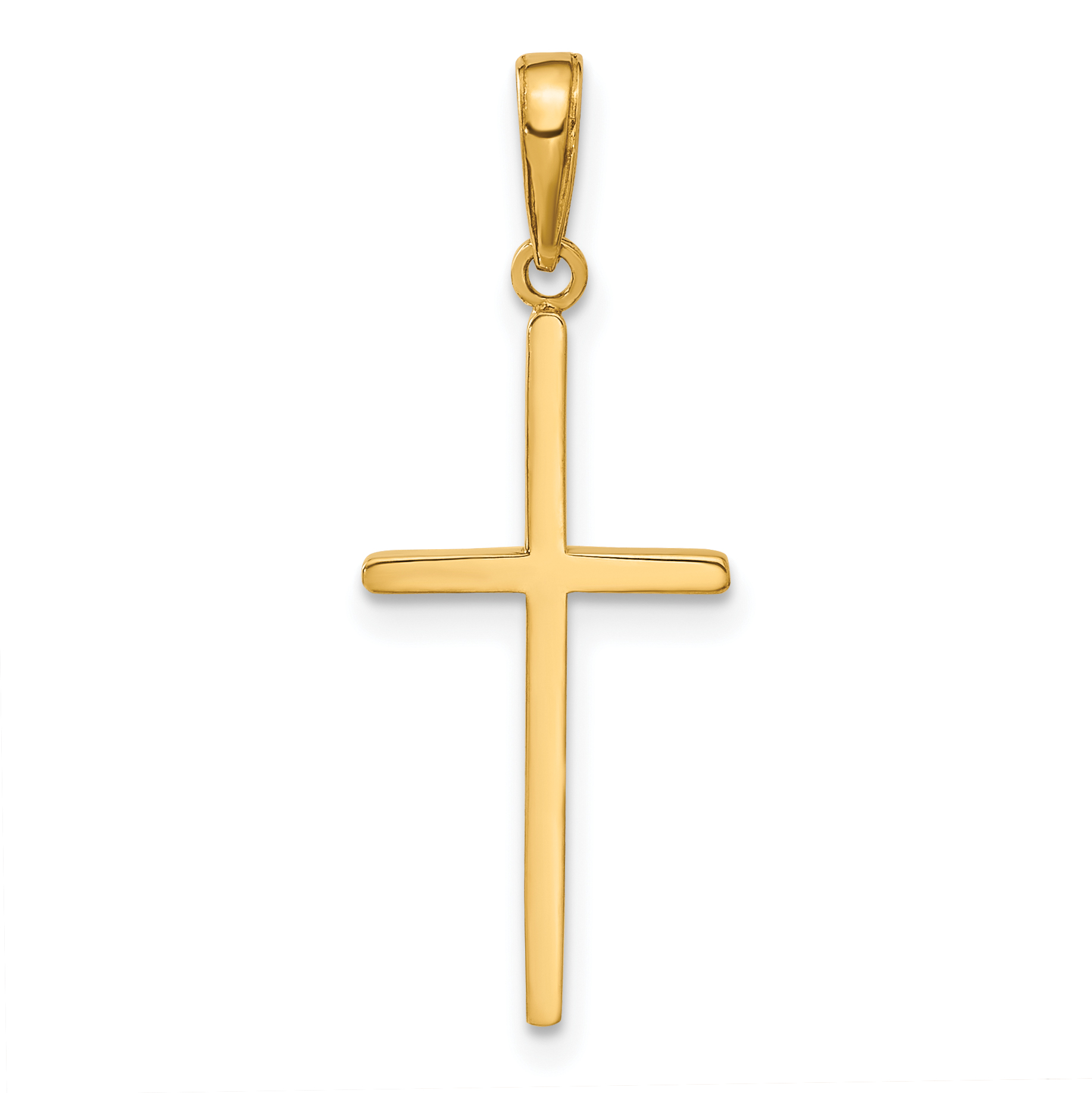 Cross Charm Pendant 10k Yellow Gold 30x12mm Religious Solid detailed image 3