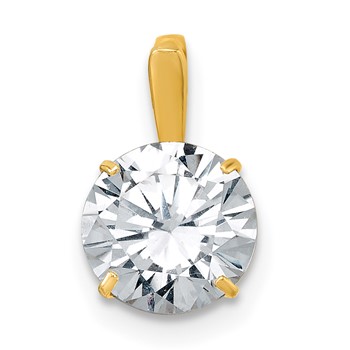 10k Polished 8.00mm Round CZ Solitaire Pendant