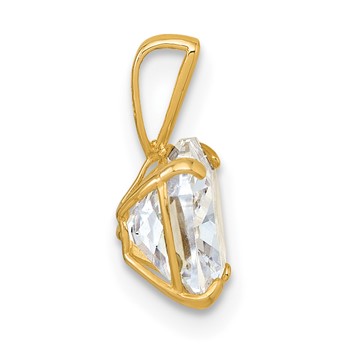 10k Polished 8.00mm Cushion-cut CZ Solitaire Pendant — alternate view