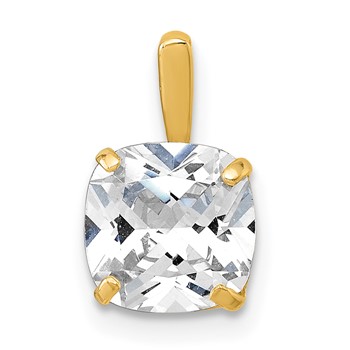 10k Polished 8.00mm Cushion-cut CZ Solitaire Pendant