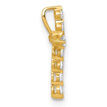 10k Polished CZ Latin Cross Chain Slide Pendant — alternate view