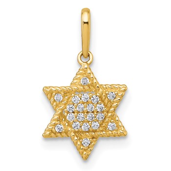 10k Polished CZ Star of David Pendant