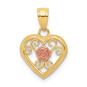 10k Two-tone Small Heart Charm