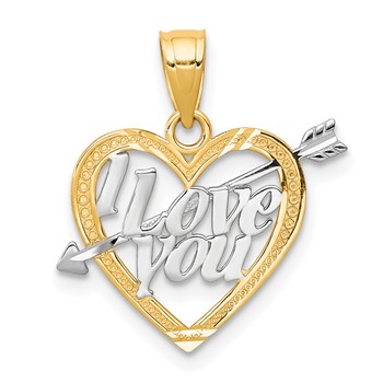 10K with Rhodium I LOVE YOU Heart Charm