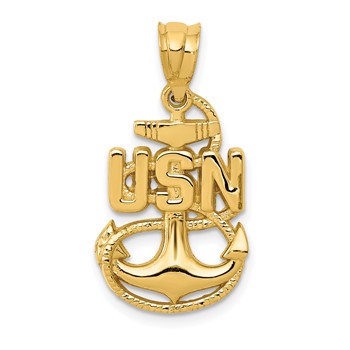 10k United States Navy Anchor Pendant