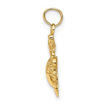 10K Polished Textured Small Marine Corps Pendant — alternate view