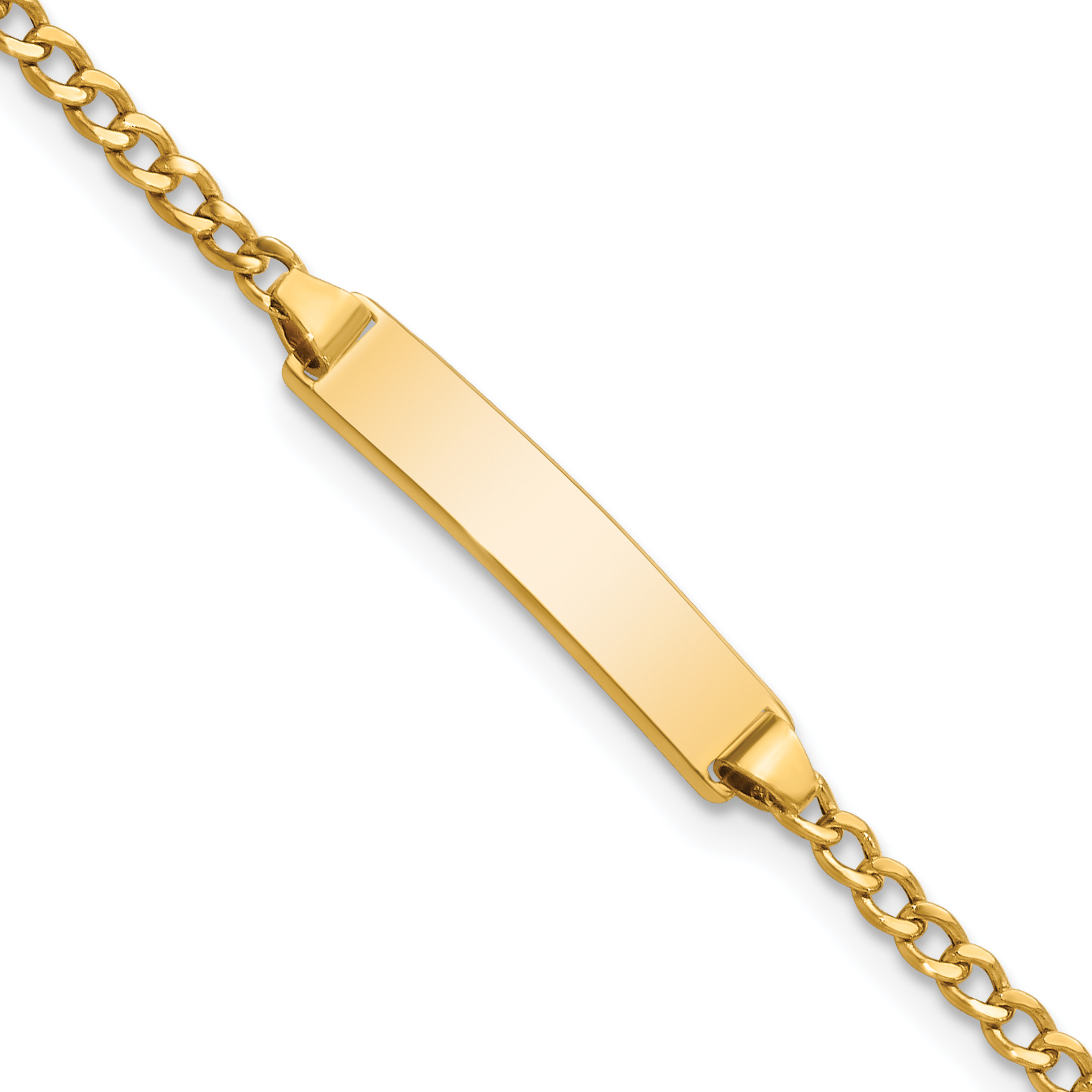 10k Polished Semi-Solid Chain/Solid Plate Cuban Link 20x4.5mm Plate 5.5 inch ID Bracelet