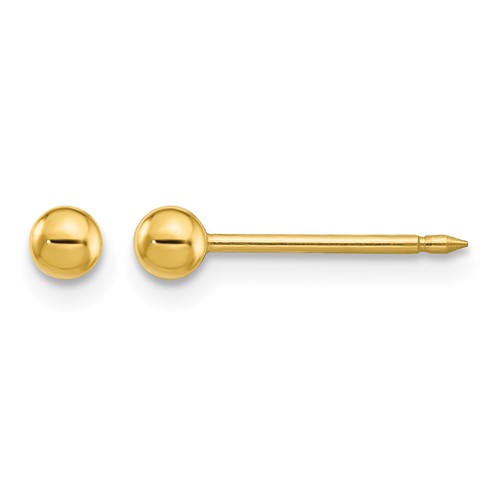 Inverness Stainless Steel 24K Gold-plated 3mm Ball Post Earrings