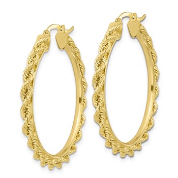 10kt 2x38 Rope Hoop Earrings — alternate view