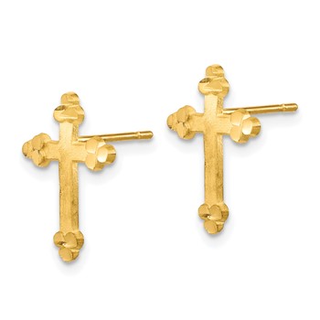 10k Budded Cross Earring — alternate view