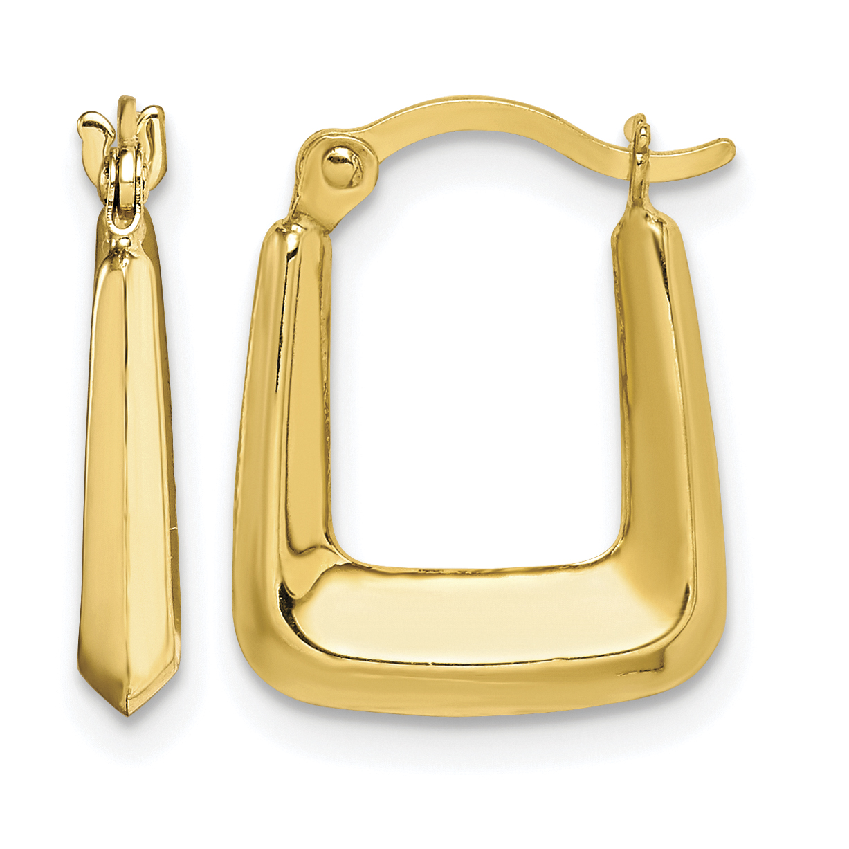 10K Hollow Squared Hollow Hoop Earrings