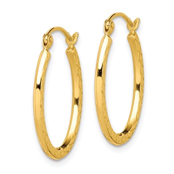 10K Textured Hollow Oval Hoop Earrings — alternate view