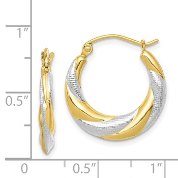 10K & Rhodium Twist Hollow Hoop Earrings — alternate view
