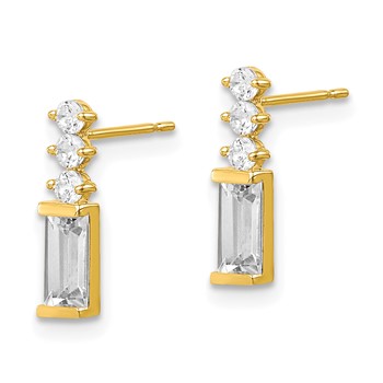10K Polished CZ Earrings — alternate view