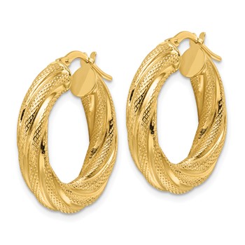 10ky Polished 4.7mm Textured Twist Round Hoop Earrings — alternate view