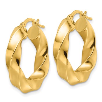 10ky Polished 5.25mm Hollow Twisted Round Hoop Earrings — alternate view