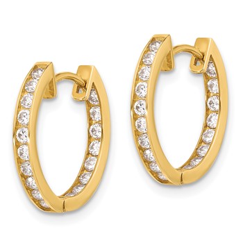 10K Polished 2.2mm CZ Hinged In/Out Hoop Earrings — alternate view