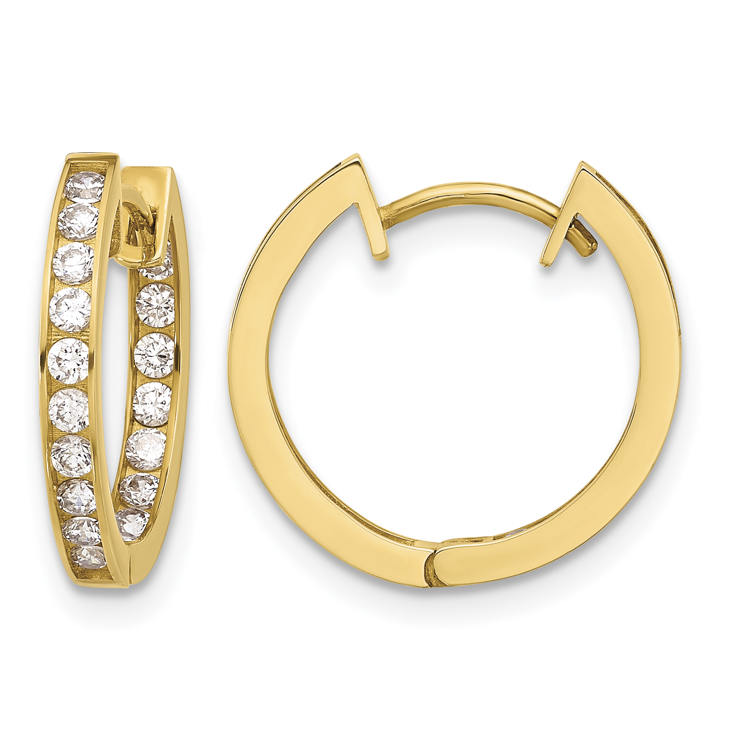 10K Polished 2.2mm CZ Hinged In/Out Hoop Earrings