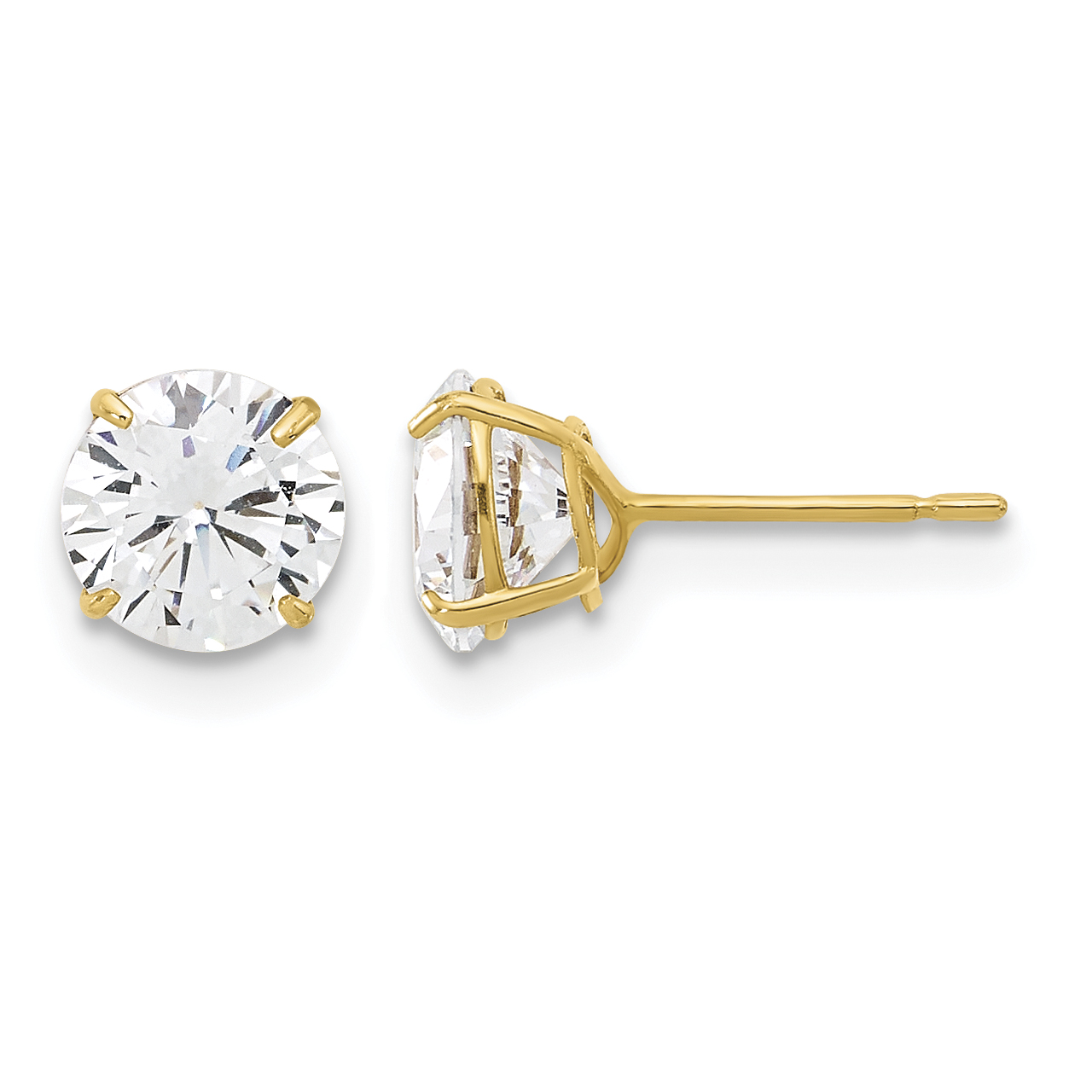 10K Polished 6mm Round CZ Stud Post Earrings