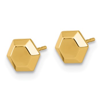 10k Polished Hexagon Post Earrings — alternate view